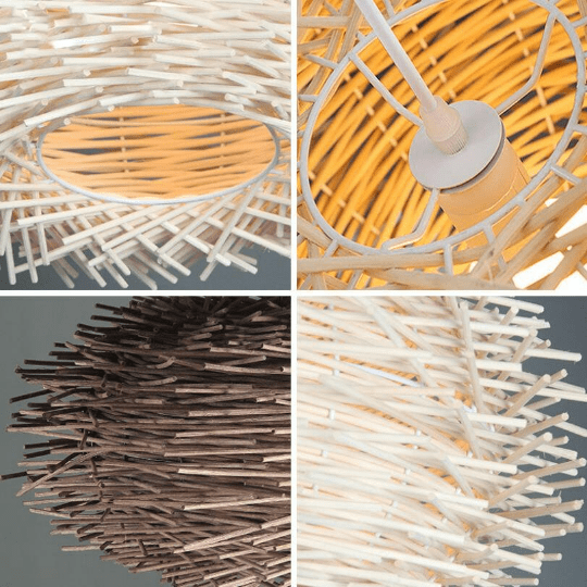 Bird Nest Pendant Wood Lamp - Unique Hanging Light - Wood Cage Pendant Light - Handmade Light arclightsdesign
