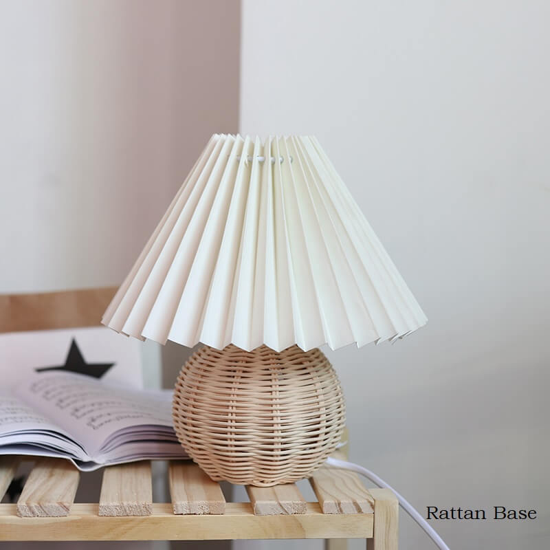 Ceramic Table Lamp Base - Vintage Rattan Desk Lamp -Bedroom Lamp - Night Table Lamp- Handmade arclightsdesign