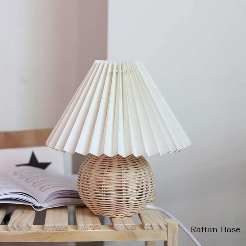 Ceramic Table Lamp Base - Vintage Rattan Desk Lamp -Bedroom Lamp - Night Table Lamp