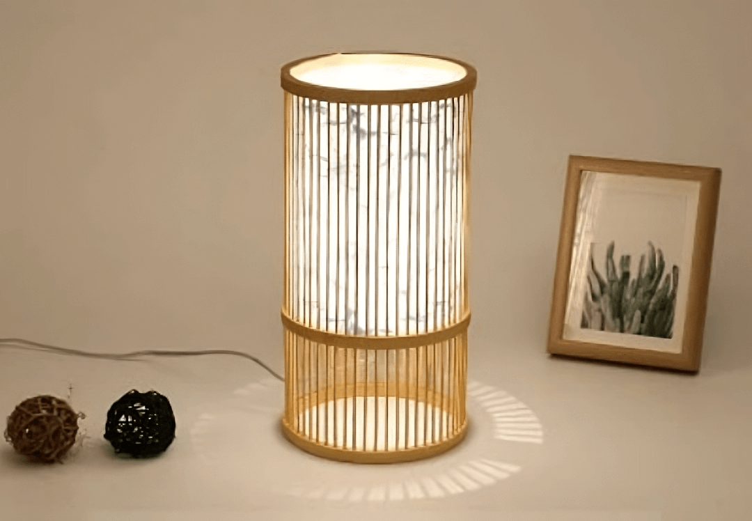 Classical Japanese Bamboo Table Lamp - Desk Light - Wooden Standing Light arclightsdesign