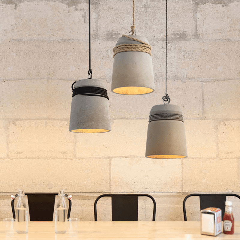 Concrete Pendant Light with Hemp Rope - Creative Single Head Lamp - Kitchen Island Hanging Light arclightsdesign