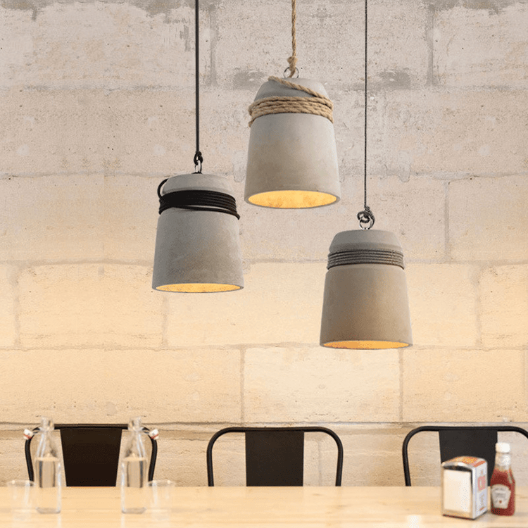 Concrete Pendant Light with Hemp Rope Industrial Chic| ArcLightsDesign ...