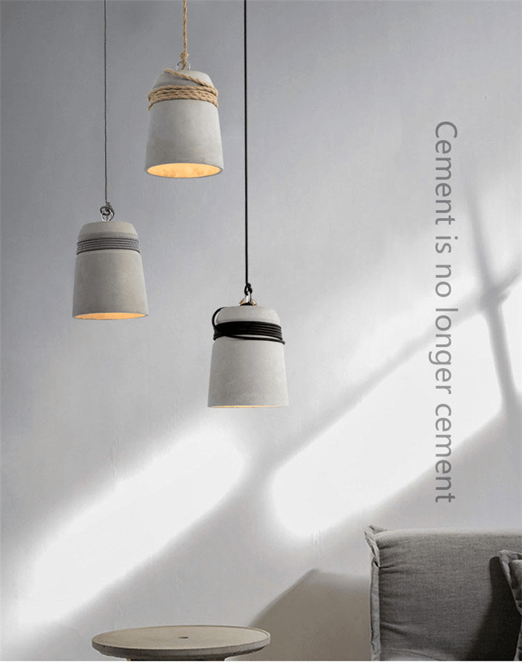 Concrete Pendant Light with Hemp Rope - Creative Single Head Lamp - Kitchen Island Hanging Light arclightsdesign