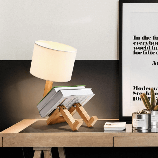 Flexible Robot Table Lampshade - Wooden Robot Lamp - Human Lamp- Study Night Light -LED Table Lamp