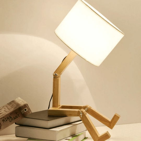 Flexible Robot Table Lampshade - Wooden Robot Lamp - Human Lamp- Study Night Light -LED Table Lamp