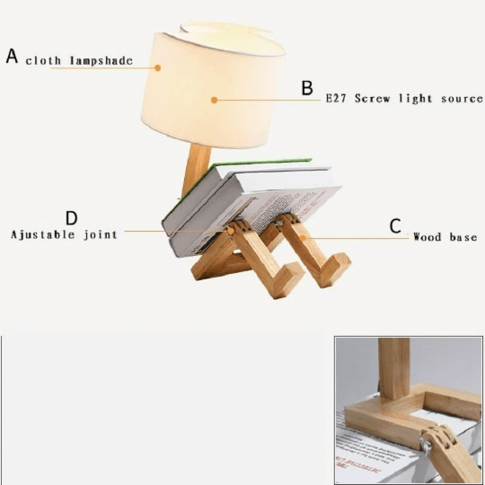 Flexible Robot Table Lampshade - Wooden Robot Lamp - Human Lamp- Study Night Light -LED Table Lamp arclightsdesign