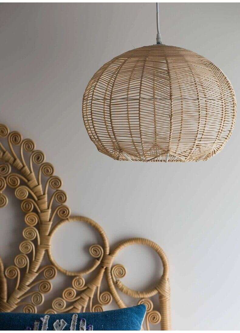 France Country Round Shape Rattan Chandelier - Bamboo Hanging Light Fixtures arclightsdesign