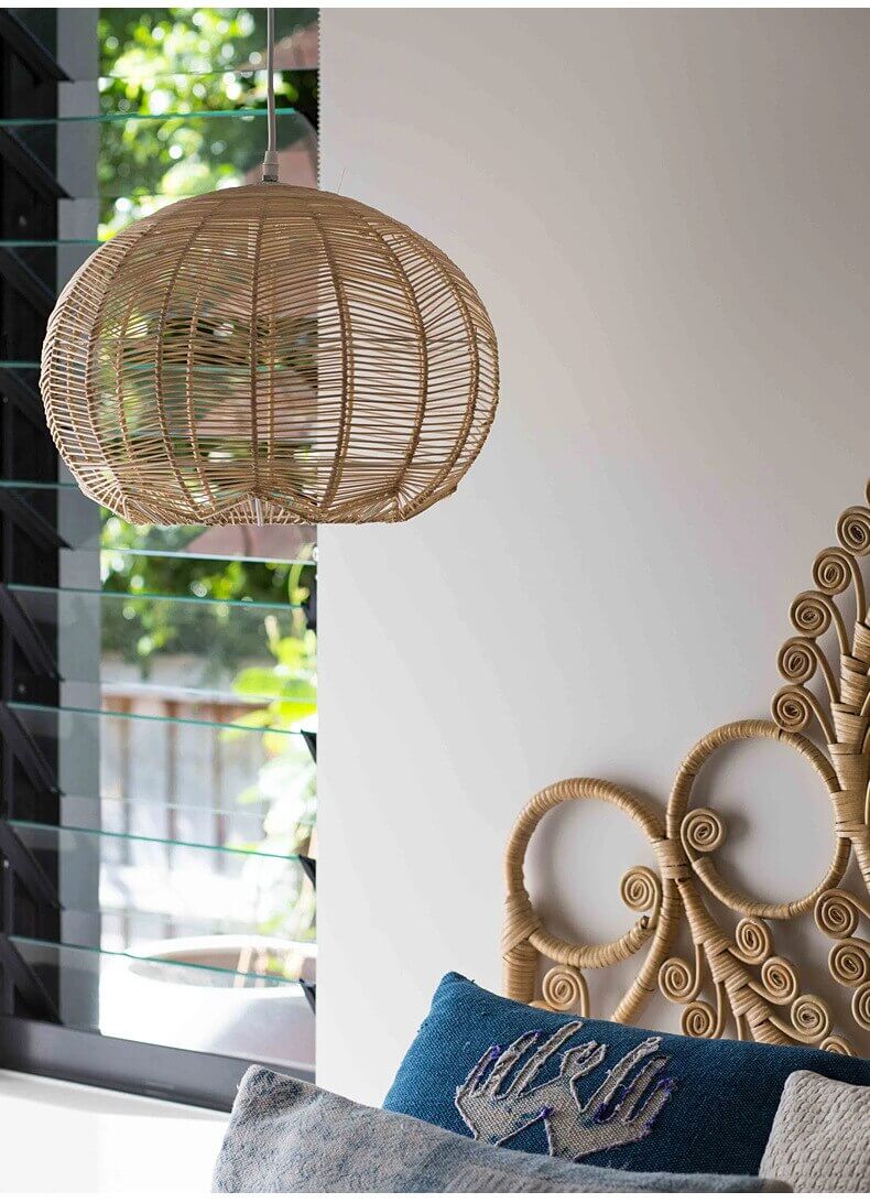 France Country Round Shape Rattan Chandelier - Bamboo Hanging Light Fixtures arclightsdesign