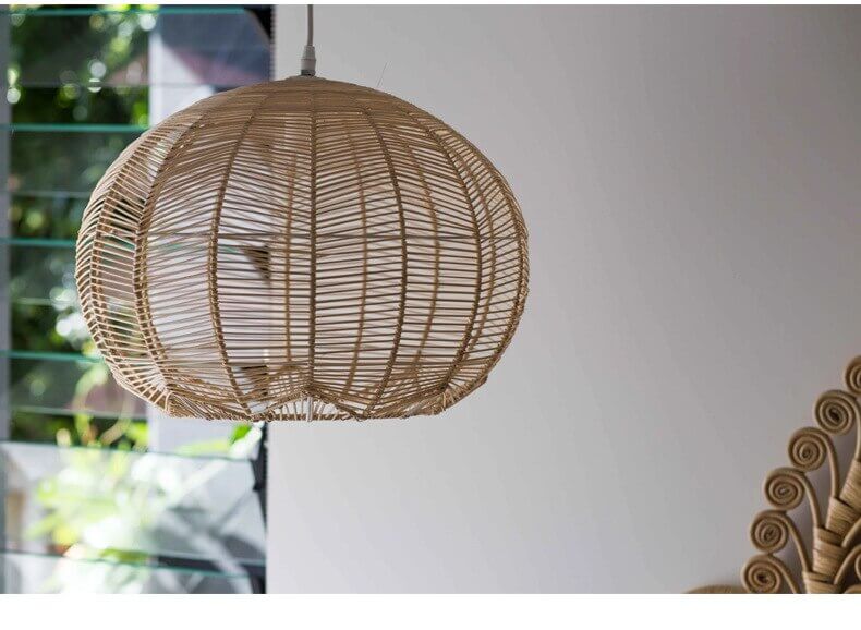 France Country Round Shape Rattan Chandelier - Bamboo Hanging Light Fixtures arclightsdesign