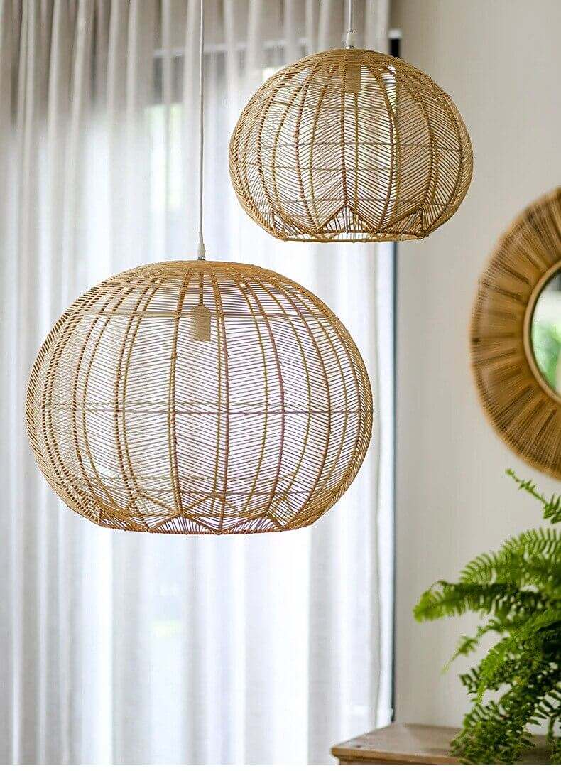 France Country Round Shape Rattan Chandelier - Bamboo Hanging Light Fixtures arclightsdesign