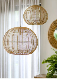 France Country Wicker Globe Chandelier - Bamboo Hanging Light Fixtures arclightsdesign