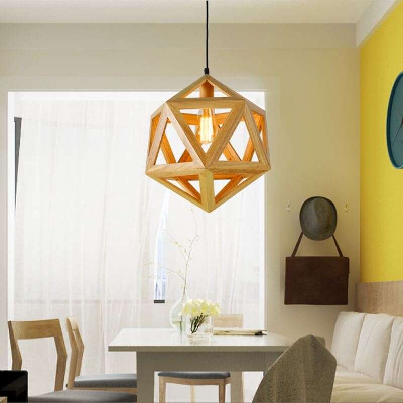 Geometric Wooden Pendant Light - Solid Wood Hanging Lamp - Livingroom/ Kitchen/ Store Decor arclightsdesign