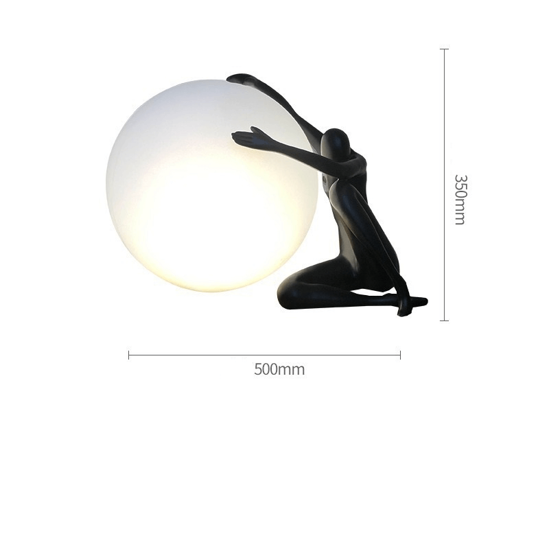 LED Moon Light Human Sculpture - Resin Man Holding Ball Desk Lamp - Resin Art Lamp arclightsdesign