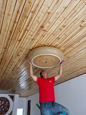 Large Bamboo Ceiling Light - Handcrafted Bamboo Lampshade - Lampshade for living room arclightsdesign