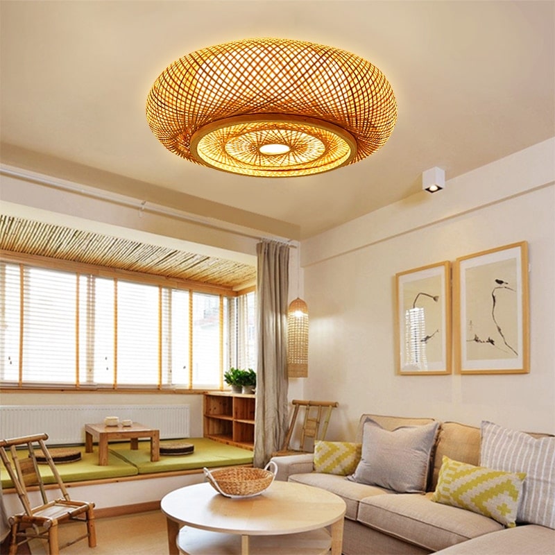 Large Bamboo Ceiling Light - Handcrafted Bamboo Lampshade - Lampshade for living room arclightsdesign