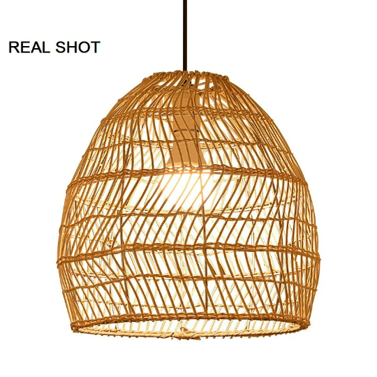 Large Rattan Pendant Lamp Shade - Vintage Rattan Hanging Lamp - Woven Lampshade arclightsdesign