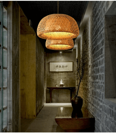 Modern Bamboo Light Donut Shape - Natural Bamboo Hanging Light - Bamboo Dome Shade - More Sizes Options arclightsdesign