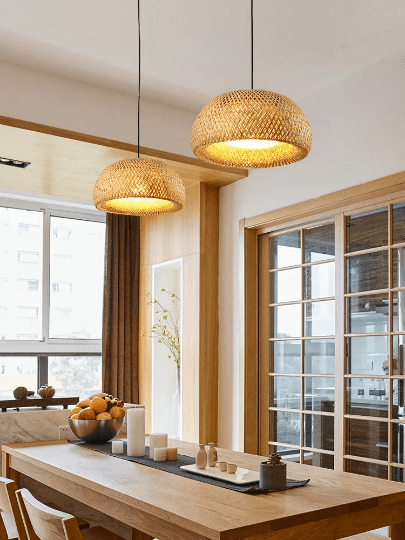 Modern Bamboo Light Donut Shape - Natural Bamboo Hanging Light - Bamboo Dome Shade - More Sizes Options arclightsdesign