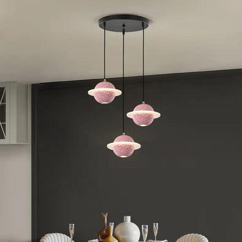 Modern LED Cement Pendant Lamp Indoor - Cement Planet Chandelier - Hanging Light Fixture arclightsdesign