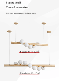 Modern LED Long Wood Pendant Lights - Glass Ball Chandelier - Multi Ball Ceiling Hanging Lights arclightsdesign