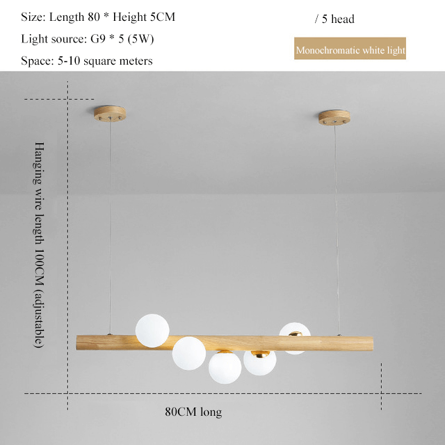 Modern LED Long Wood Pendant Lights - Glass Ball Chandelier - Multi Ball Ceiling Hanging Lights arclightsdesign