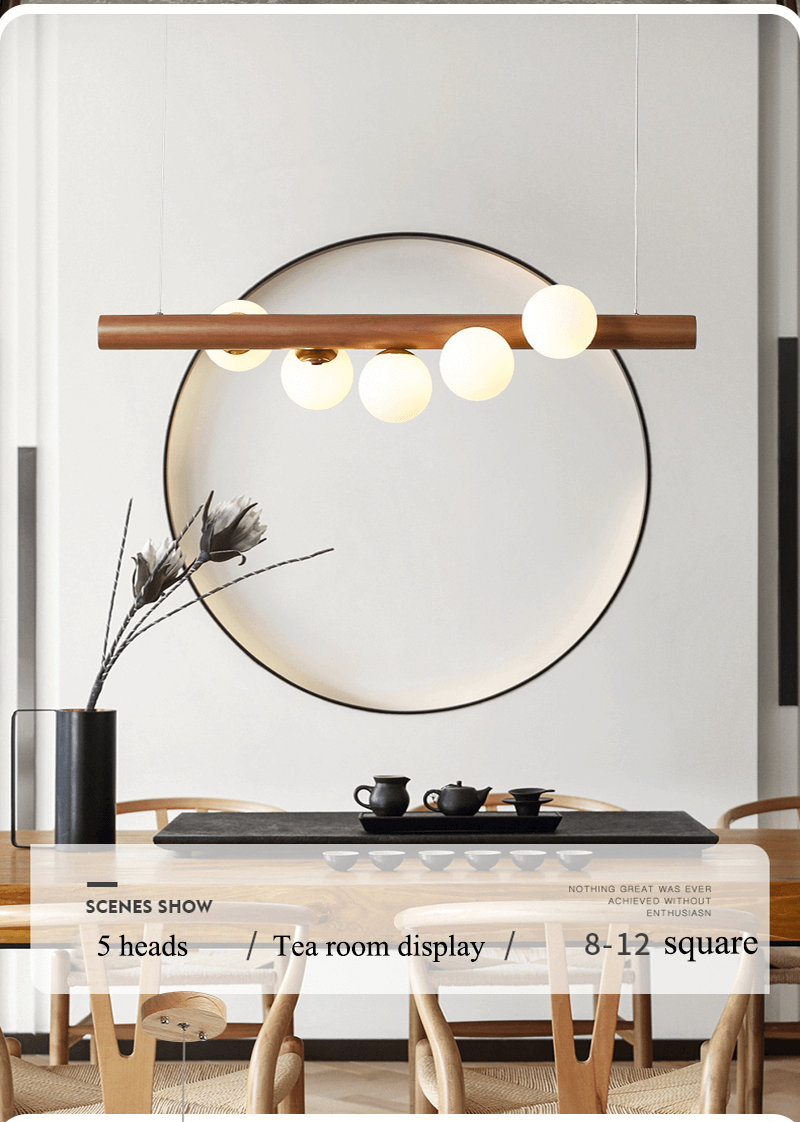 Modern LED Long Wood Pendant Lights - Glass Ball Chandelier - Multi Ball Ceiling Hanging Lights arclightsdesign