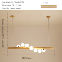 Modern LED Long Wood Pendant Lights - Glass Ball Chandelier - Multi Ball Ceiling Hanging Lights arclightsdesign