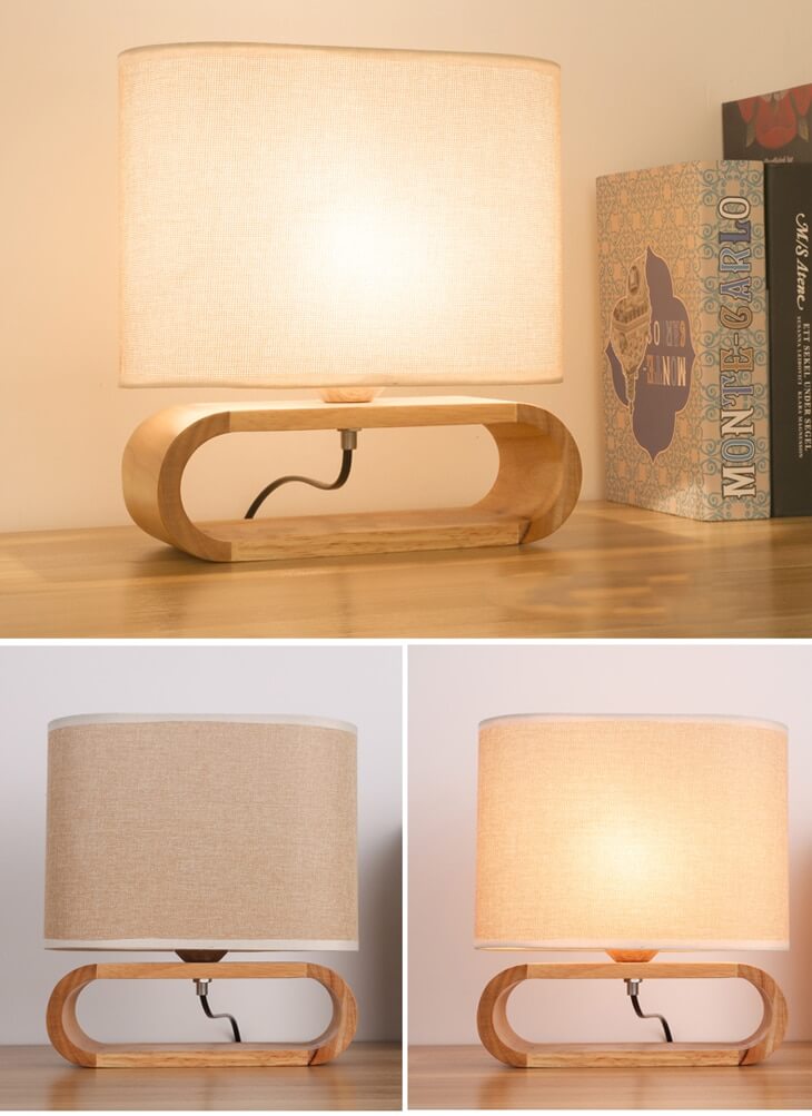 Modern Wood Table Lamp- Cloth Lampshade - Night Table Lamp- Eco-friendly Lamp arclightsdesign