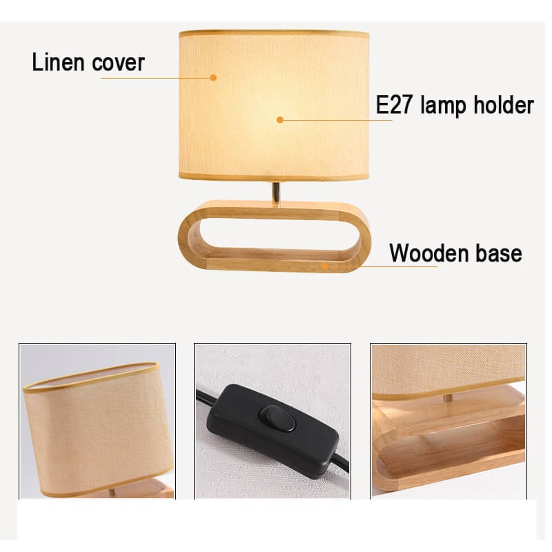 Modern Wood Table Lamp- Cloth Lampshade - Night Table Lamp- Eco-friendly Lamp arclightsdesign
