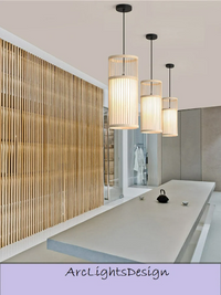 New Model Bamboo Pendant Light- Rattan Kitchen Island Lighting - Japanese Bamboo Chandelier arclightsdesign