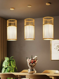 New Model Bamboo Pendant Light- Rattan Kitchen Island Lighting - Japanese Bamboo Chandelier arclightsdesign