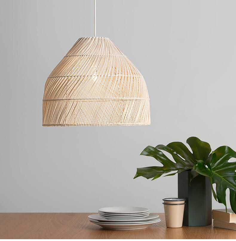 New Rattan Pendant Light - Black Rattan Lamp Shade - Hand Woven Lampshade arclightsdesign