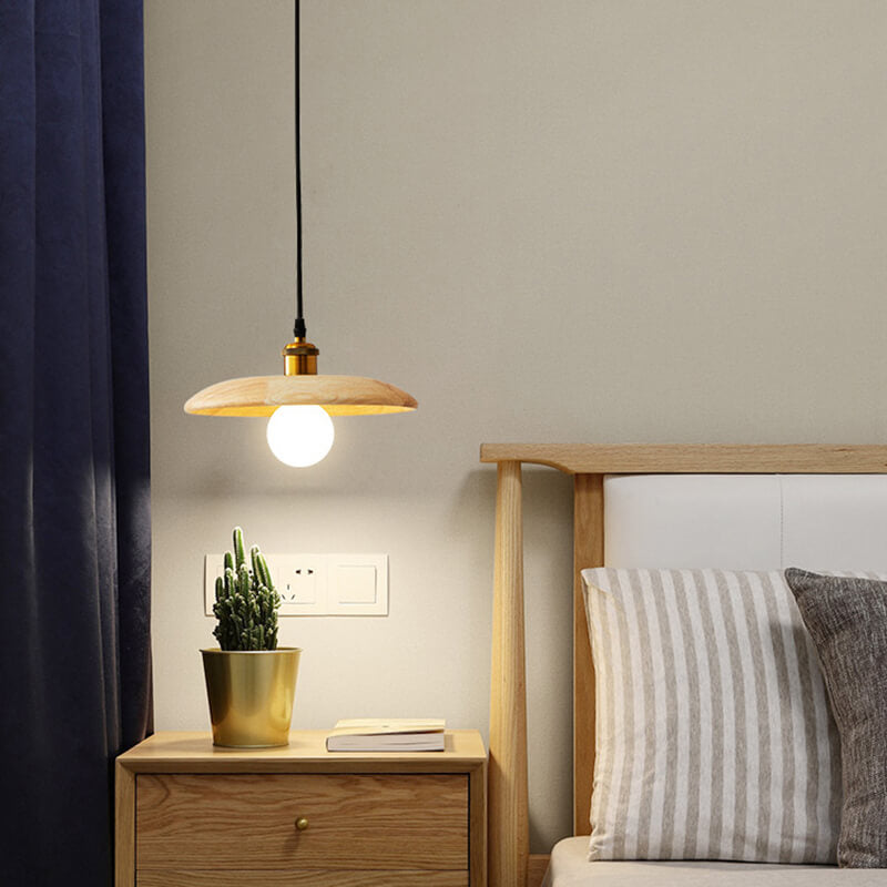 Nordic Flying Saucer Wood Pendant Lights - Retro Wooden Hanging Light for Kitchen/ Livingroom/ Bedroom arclightsdesign