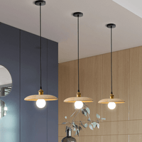 Nordic Flying Saucer Pendant Lights - Retro Wooden Hanging Light for Kitchen/ Livingroom/ Bedroom