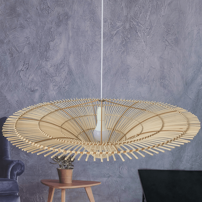 Nordic Umbrella Rattan Chandelier - Large Vintage Rattan Hanging Lamp - Handicraft Lamp arclightsdesign