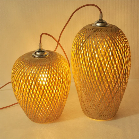 Set of 3 Hanging Lights - Bamboo Pendant Light - Droplight - More Sizes Options arclightsdesign