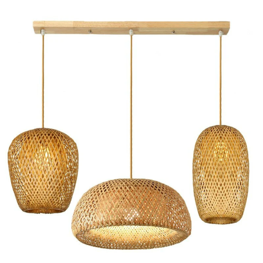 Set of 3 Hanging Lights - Bamboo Pendant Light - Droplight - More Sizes Options arclightsdesign