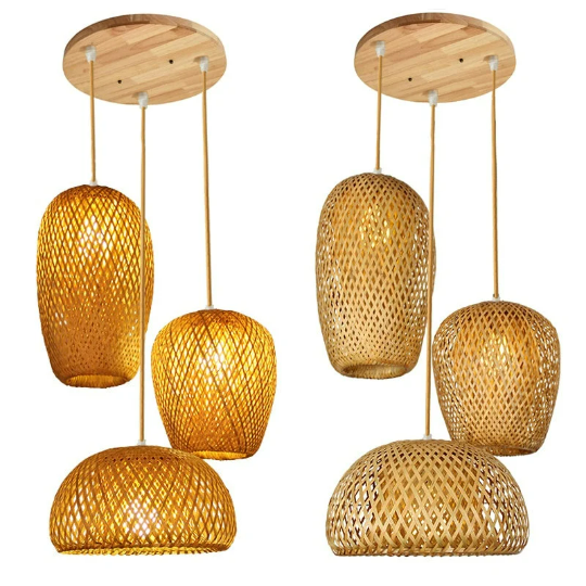 Set of 3 Hanging Lights - Bamboo Pendant Light - Droplight - More Sizes Options arclightsdesign