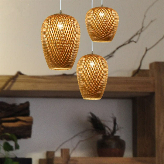 Set of 3 Hanging Lights - Bamboo Pendant Light - Droplight - More Sizes Options arclightsdesign