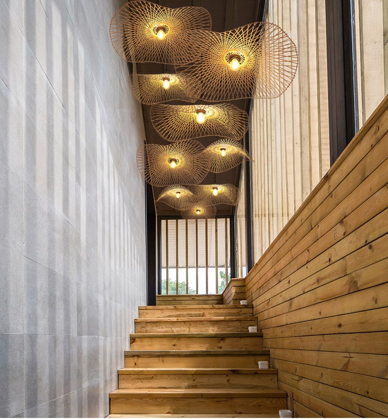 Single Layer - Handcrafted Bamboo Pendant Lamp - Butterfly Pendant Light - Hallway Pendant Light