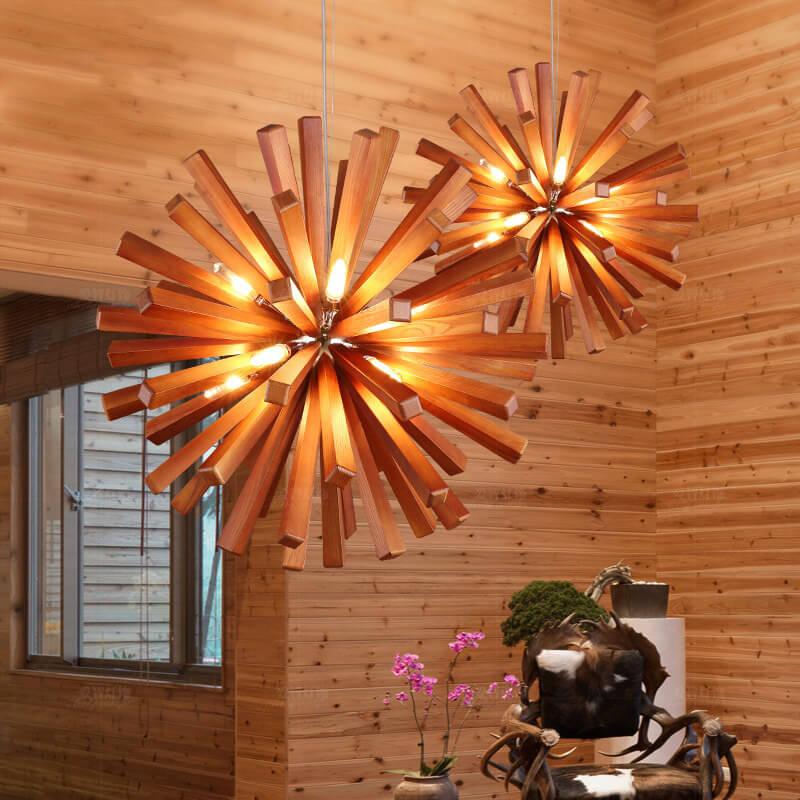 Solid Wood Oak Chandelier - Solid Wood Pendant Lights - Pendant Lamp Wood