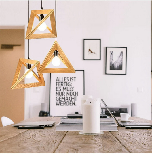 Solid Wooden Light Fixture - Triangle Wood Lamp- High Quality Handmade Lamp