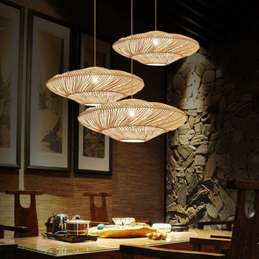 UFO Shades Woven Pendant Light - Rattan Hanging Light Fixtures - Handknitted Lamp arclightsdesign