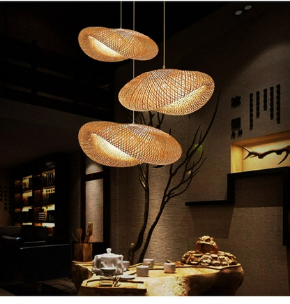 Unique bamboo Hanging Light Fixture - Weave Pendant Light - Handmade Lampshade arclightsdesign