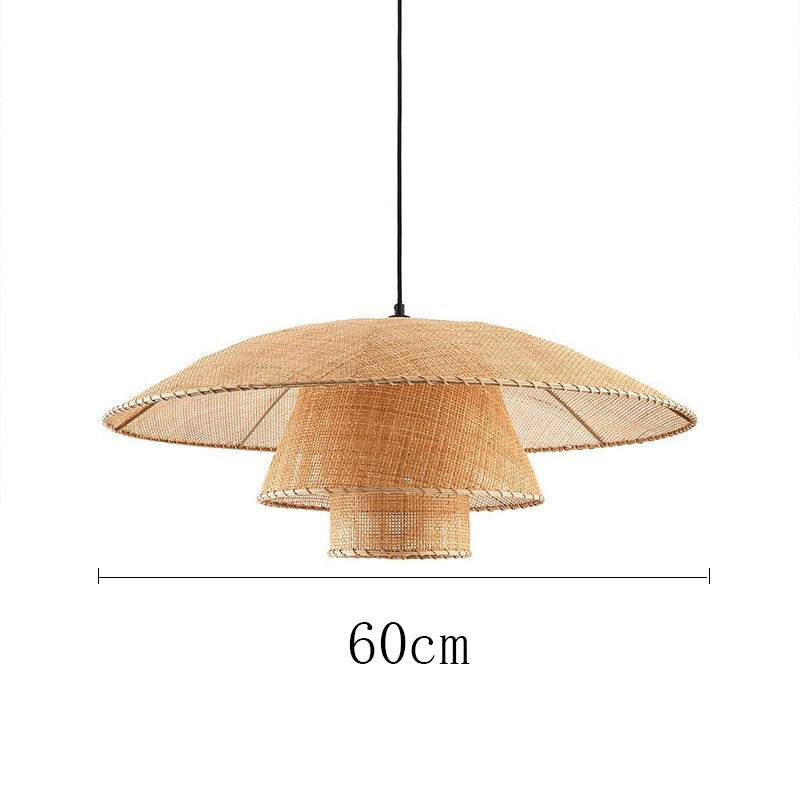 Vintage Rattan Lamp  - Layers Woven Lampshade - Bamboo Pendant Light - Handknitted Lamp arclightsdesign