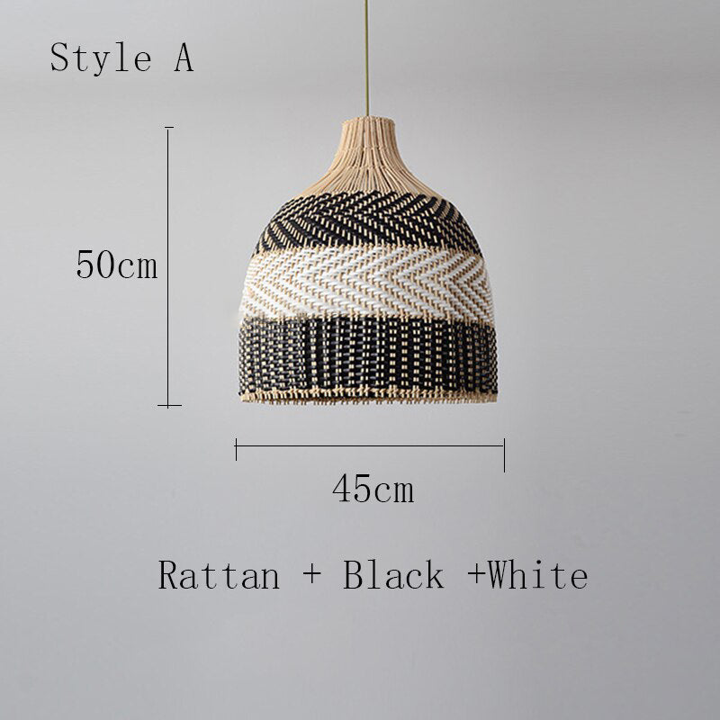 Vintage Rattan Woven Lampshade - Colorful Rattan Hanging Light - Handknitted Lamp arclightsdesign