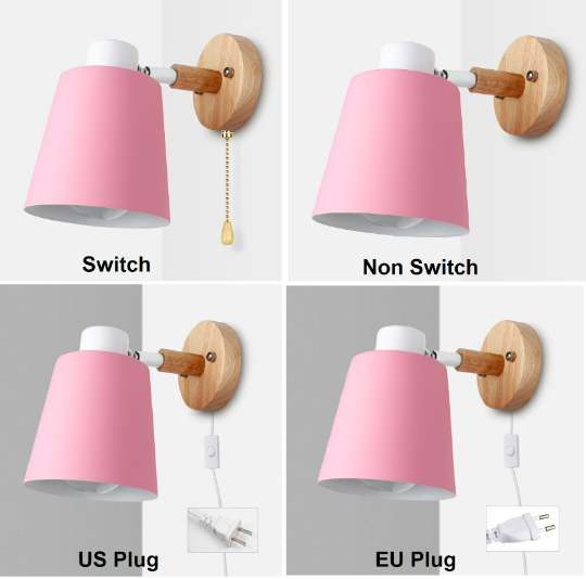 Wall Light Scones with Switch Beside - Iron Wood Wall Lamp - Nordic Wall Lamp arclightsdesign