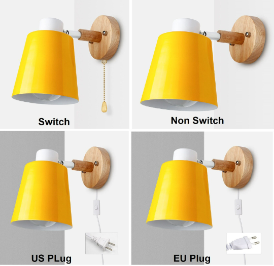 Wall Light Scones with Switch Beside - Iron Wood Wall Lamp - Nordic Wall Lamp arclightsdesign