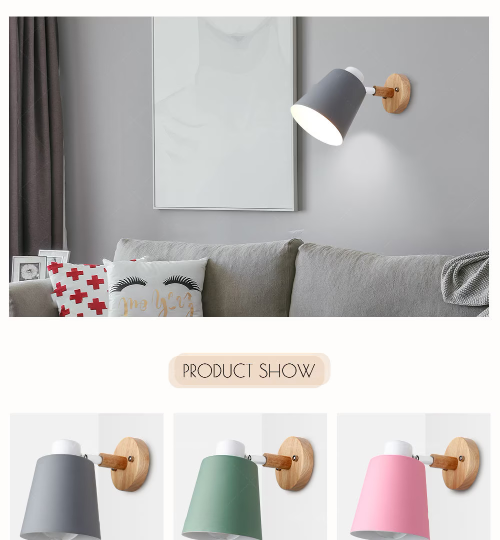 Wall Light Scones with Switch Beside - Iron Wood Wall Lamp - Nordic Wall Lamp