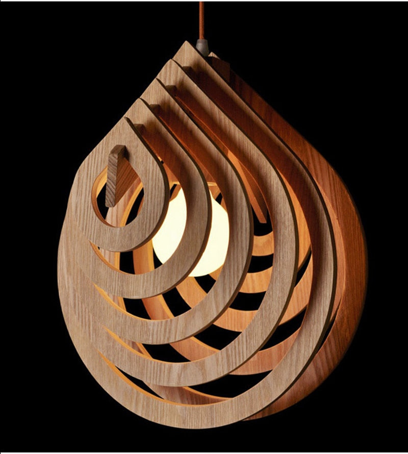 Wood Hanging Light Fixture - DIY Wood Lamp- Water Drop Pendant Lamp - Eco-friendly Lamp arclightsdesign